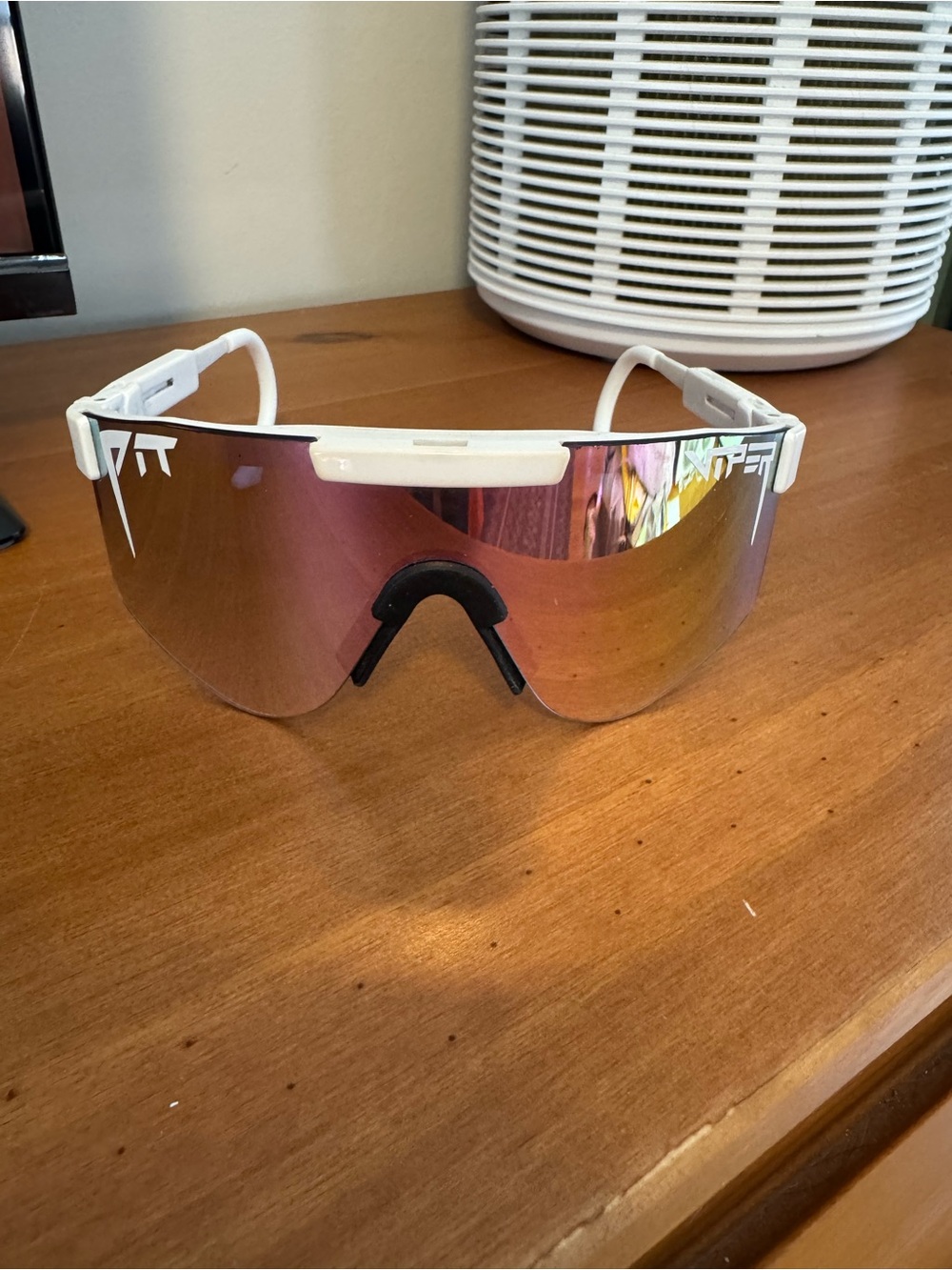 Pit Viper White Frame Sunglasses with Pink Mirrored Lens